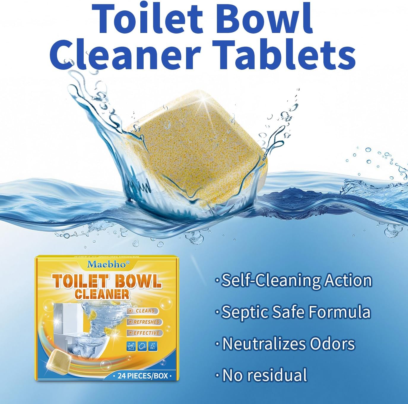Toilet Bowl Cleaner Tablets (24 Count) | Long-Lasting Fresh Scent image 5