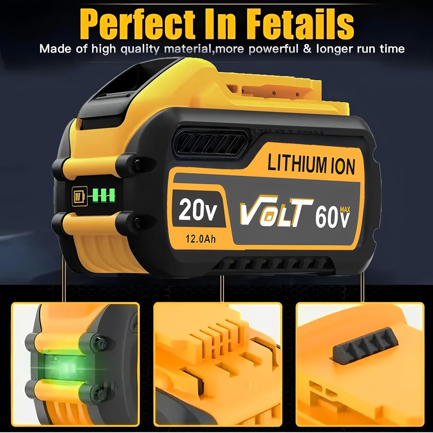 DCB609 12.0Ah Battery Replacement for De-Walt 20V/60V Battery Compatible with DCB606 DCB612 DCB200 DCB201 DCB203 DCB204 DCB206 DCB207 DCB209 (AMZ-DCB609-4)