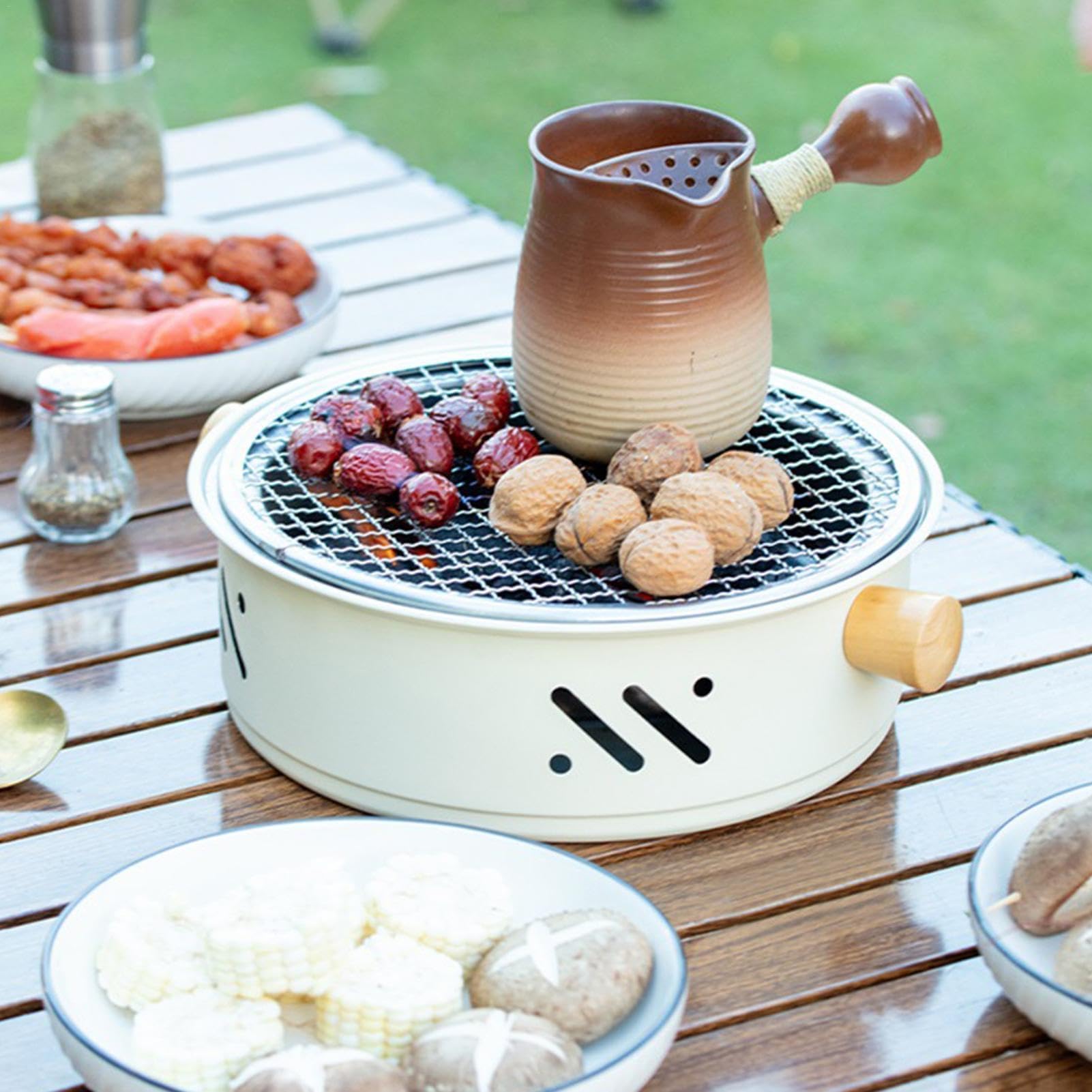 Przenośny grill na węgiel drzewny, koreański grill stołowy, bezdymny, nieprzywierający, kempingowy, do domu i ogrodu, kompaktowe naczynia do grillowania na zewnątrz, idealne na imprezy i pikniki