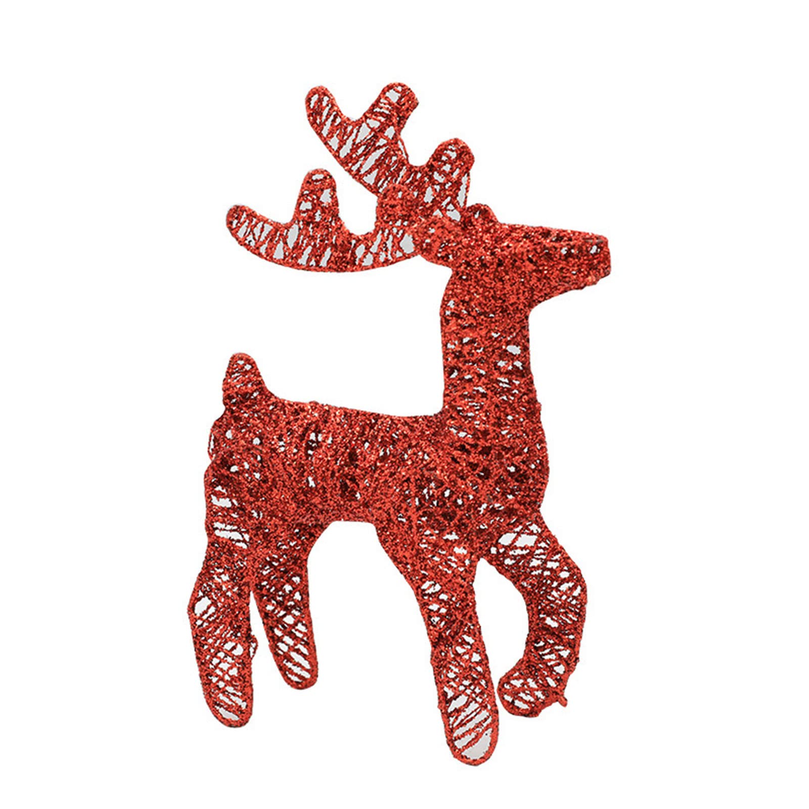 YWLUUOO Christmas Decoration Elk Iron Art Statue Metal Rattan Reindeer Ornament Tree Scene Decor Props for Outdoor Craft Metal Deer Decorations