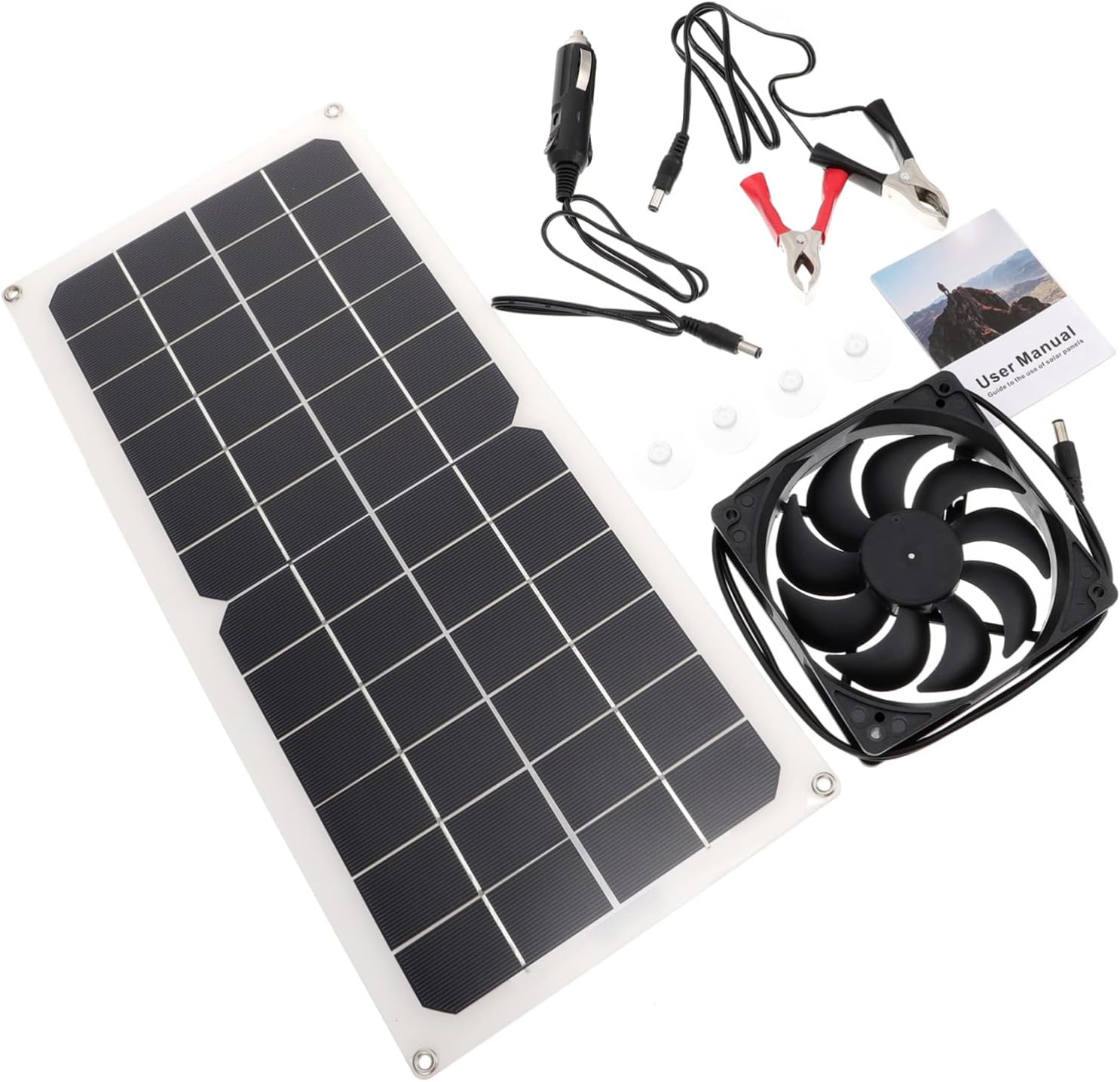 Solar Panel Fan Set for Pet House Solar Attic Silent Breed Vent Fan Emergency Power Supply Portable Easy to Carry