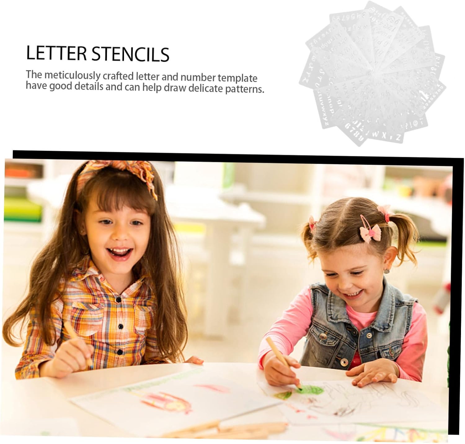 LIFKOME 12pcs Reusable English Alphabet Letter Stencils for Painting Art Projects Drawing Templates for Journaling and Scrapbooking