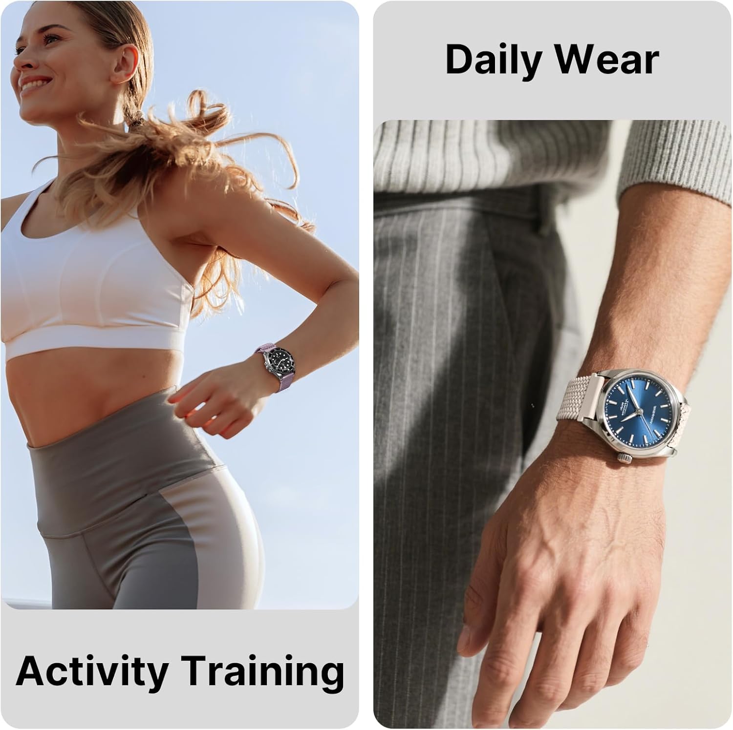 Fullmosa Magnetic Braided Watch Bands - 18mm 20mm 22mm Quick Release Replacement Wristband, Stretchy Nylon Solo Loop Compatible with Traditional and Smartwatches for Men Women - Image 9