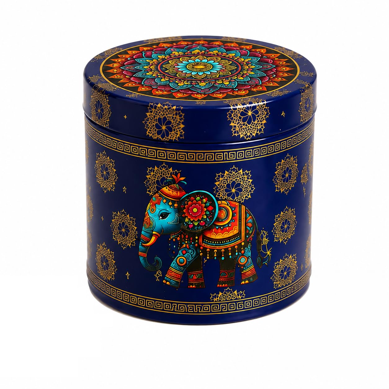 Decorative Metal Storage Tin Box (Pack of 10) with Lid | Reusable Gift Containers | Wedding Return Gifts, Baby Shower, Diwali & Corporate Gifts | 83 × 83 mm (Pack of 1, Elephant Blue)-image-42