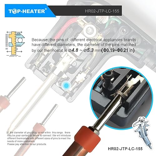 Miniatura 3 de HR Huare - Cable de alimentación de repuesto con control de termostato para ahumador eléctrico domésticoelemento calefactor de parrilla por HR