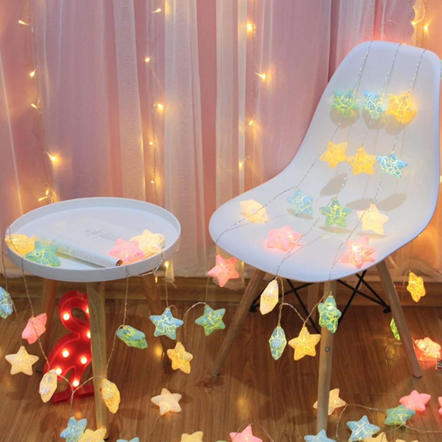 Party Propz Star Crackle Light - 10 Ft, 10 Led, Lights for Decoration | Multicolor Decorative Light for Indoor Outdoor | Star Shape Led Fairy Lights | Home Decor Light | Kids Room Decor