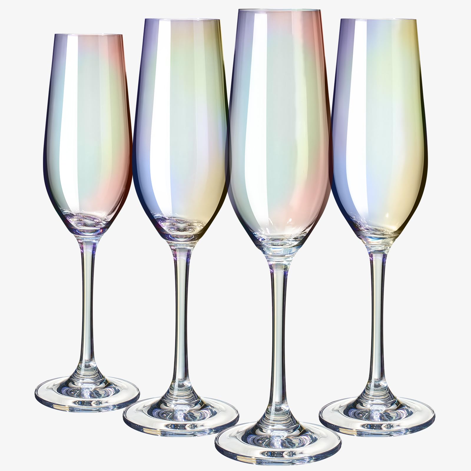 Verres flûtes à champagne irisé au design raffiné de style nostalgie pour connaisseurs