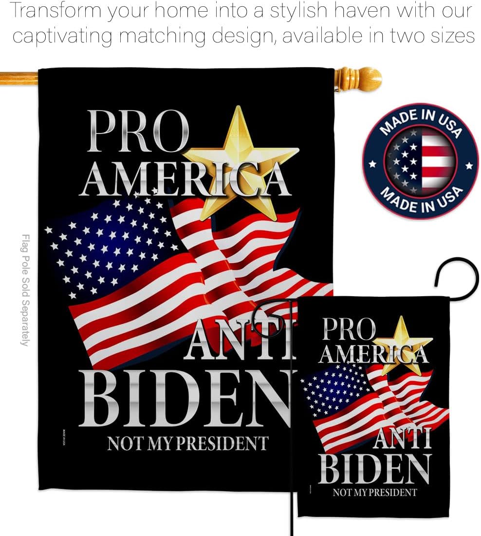 Pro America Anti Biden House Flag Americana Political President Democrat Republican Tea Party United State American Election Banner Small Garden Yard Gift Double-Sided, Made in USA