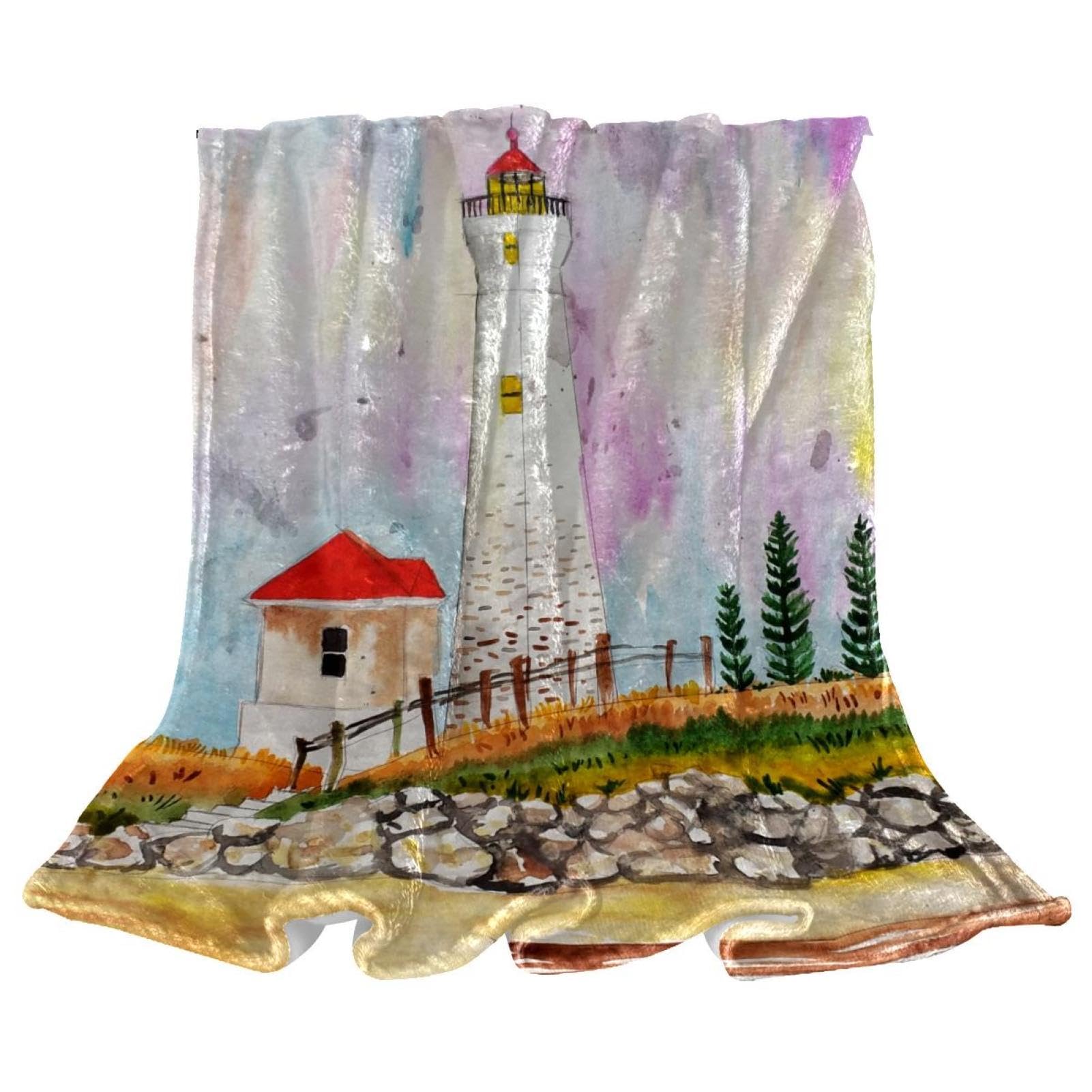 Couverture polaire phare 150x100 cm chaude et légère pour lits et canapés