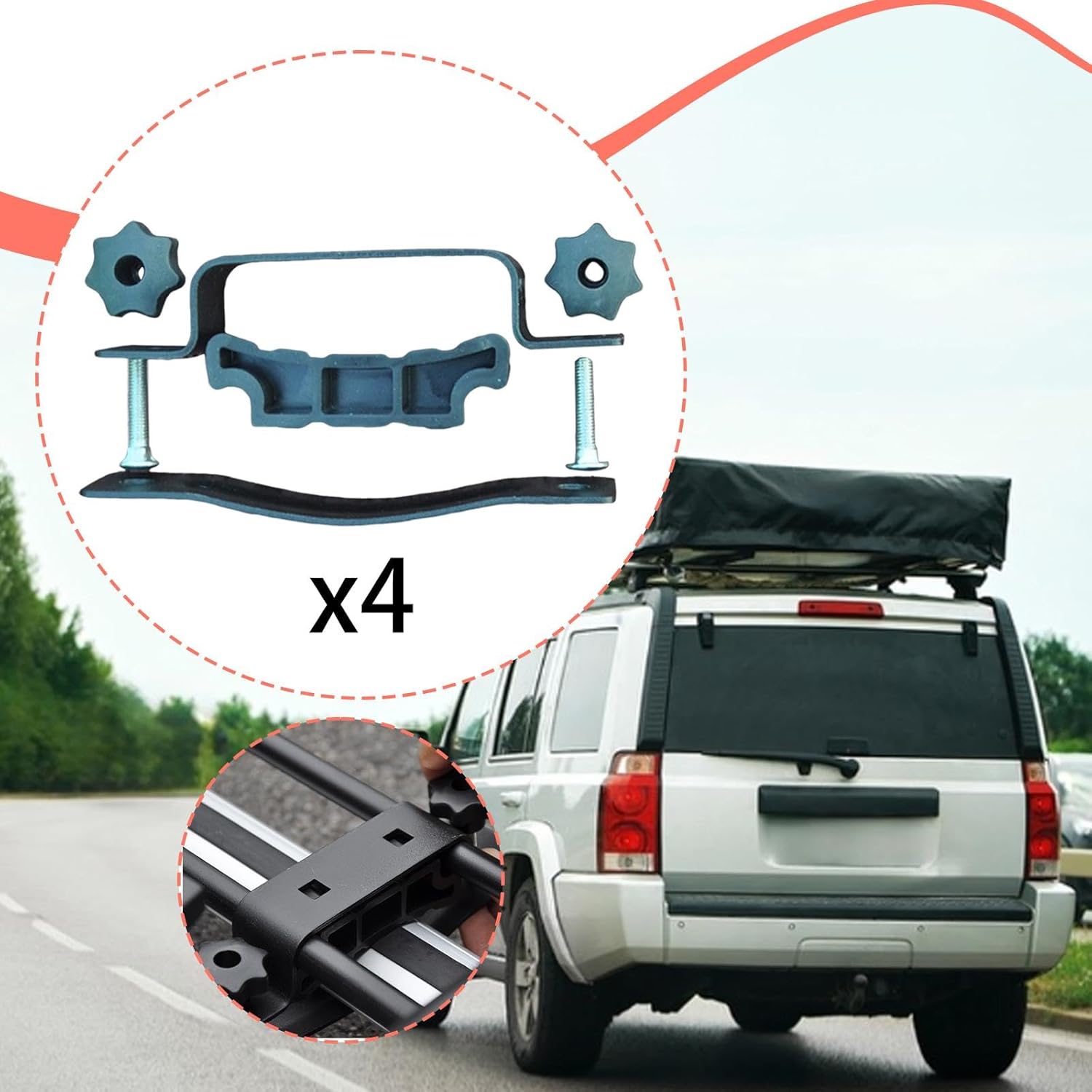 MagiDeal Roof Rack Clamp Car Van Mounting Fitting Kit Accessory Easy to Install Rooftop Cargo Carrier Rack Bolt for Roof Platform, 4 Pieces