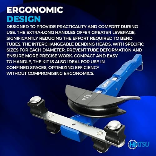 Miniatura 3 de Kit de herramientas de doblador de tubos de cobre Hiatsu - Juego profesional de doblador de tubos con 7 matrices (14-78 pulgadas) - Doblador de