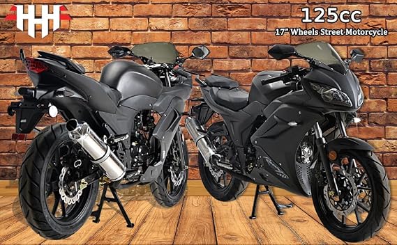 HHH 125cc Motorcycle with Manual Transmission Gas Street Bike by Boom BD125-11 for Adult Youth 125cc Scooter LED Lights and 17 inches Wheels (Red)