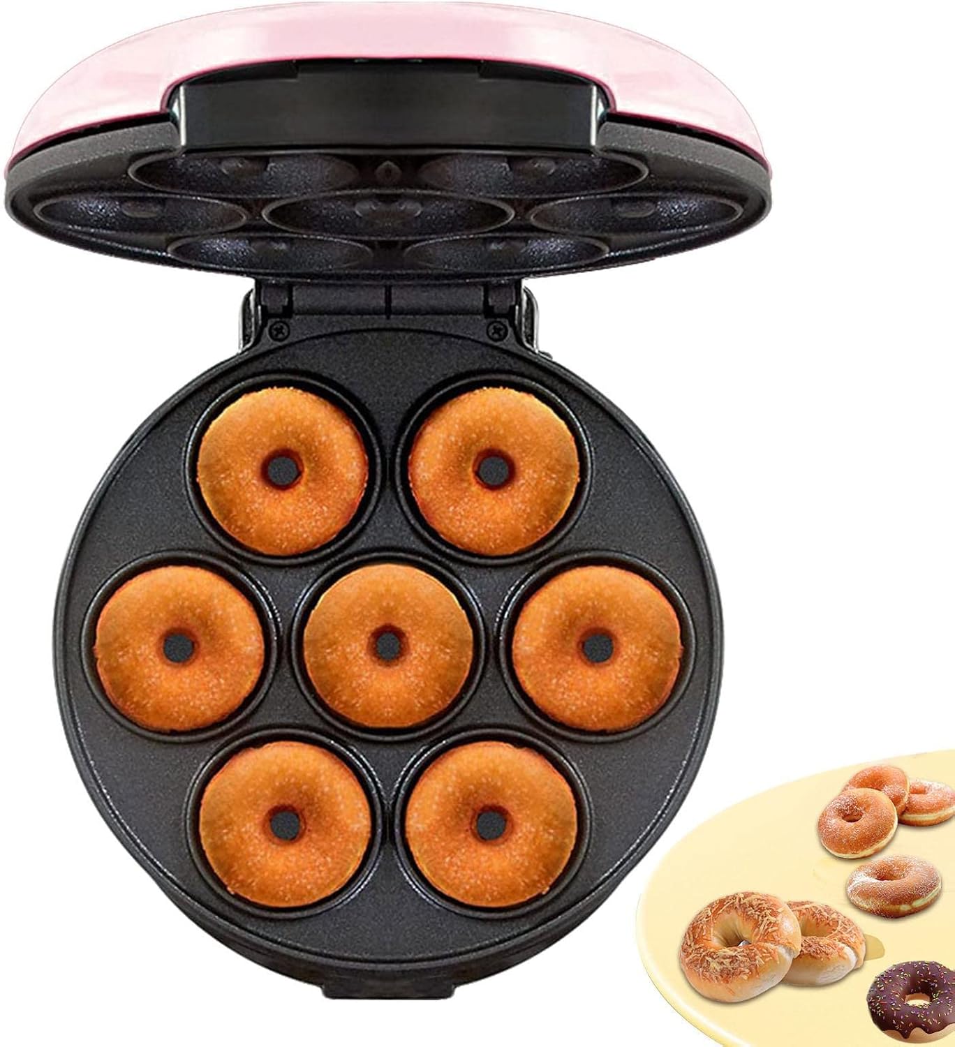 Machine à Donuts 4 Mini-Donuts - Antiadhésif, Livret Recettes Inclus, Jaune