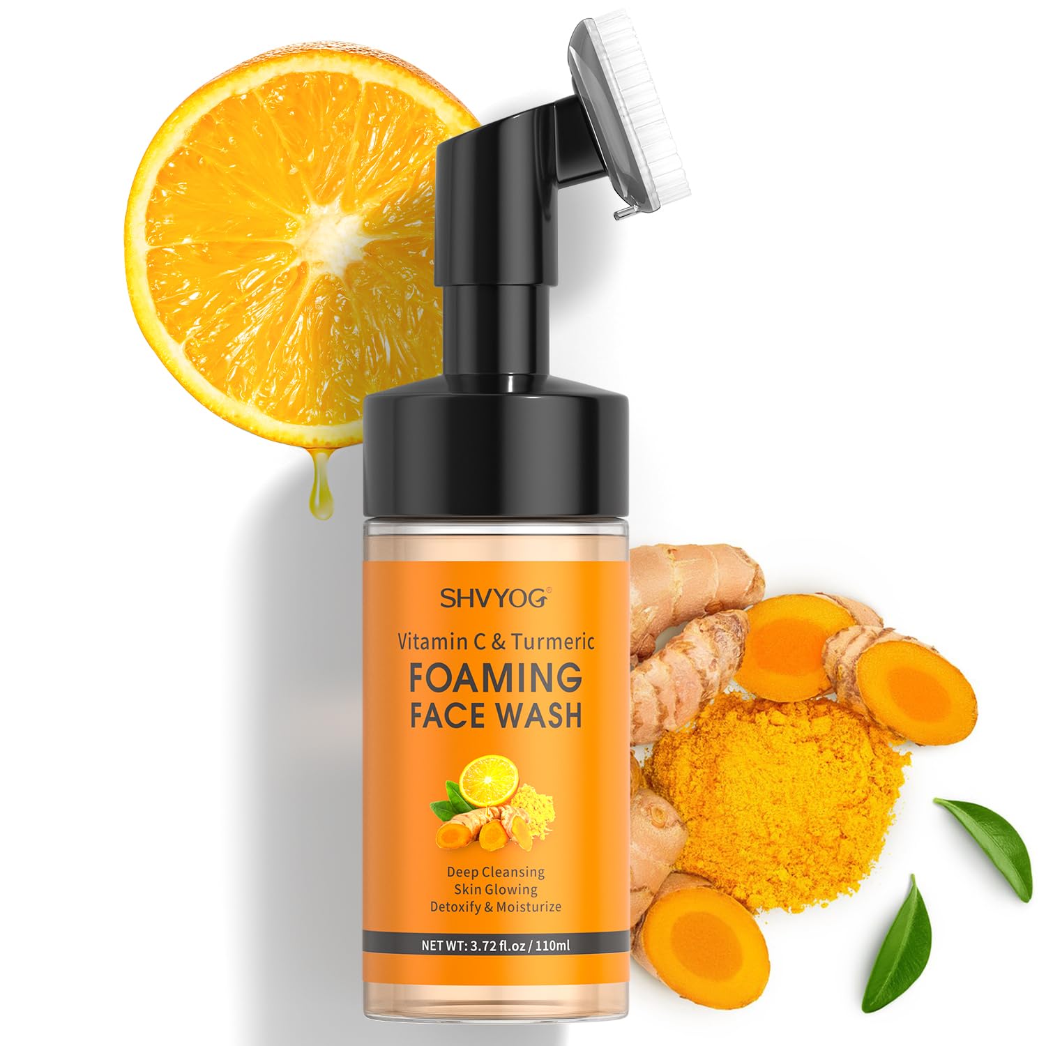 Vitamin C Turmeric Foaming Face Wash, Foaming Cleanser for Skin Tone Reduces Fine Lines & Wrinkles, Exfoliating Face Wash
