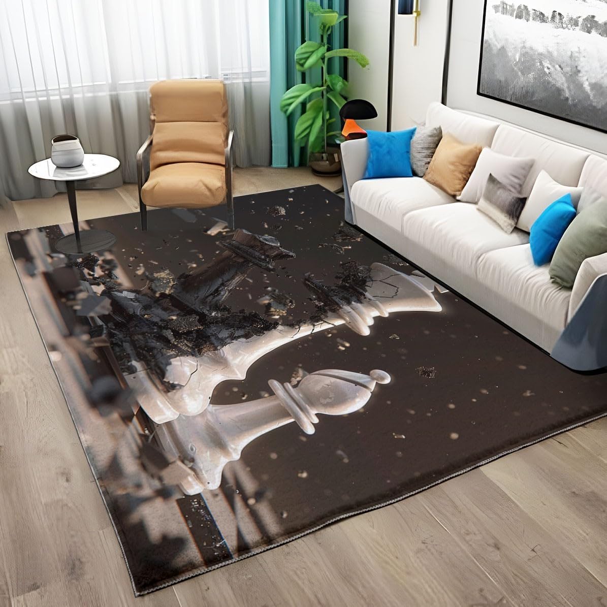 Washable Area Rug 2x3ft Soft Living Room Rugs International Chess Rug Carpet for Bedroom, Non Slip Low-Pile Distressed Rug for Bedroom Dining Room Entryway Dorm Kitchen
