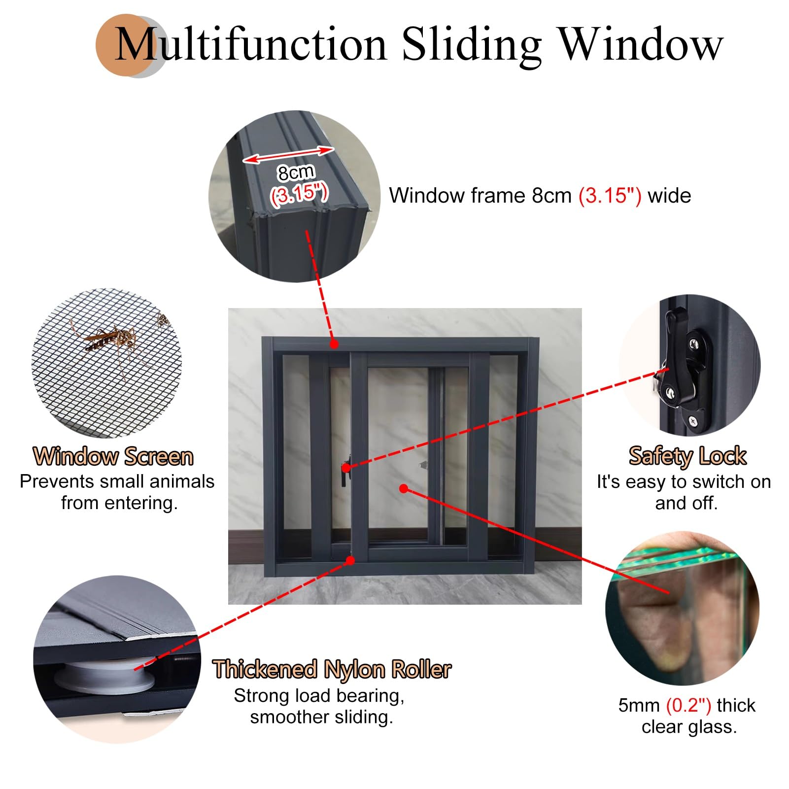 Ventana de gallinero, ventana corrediza con vidrio y pantallas, fácil instalación para gallinero