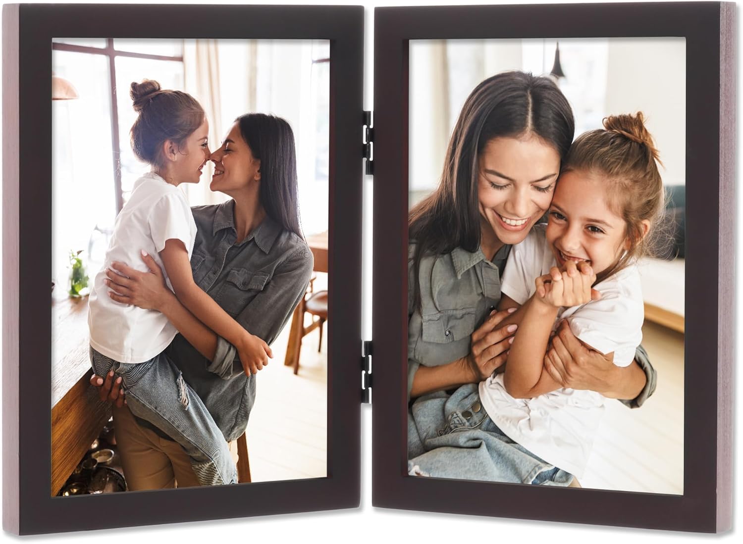 Lawrence Frames 755957D Espresso Wood Hinged Double Picture Frame, 5 by 7-Inch, Dark Walnut