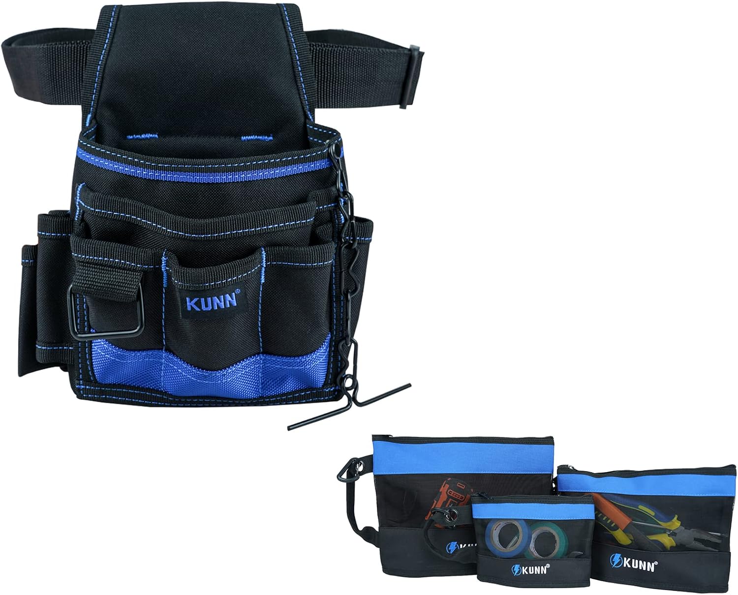 KUNN Electrician Tool Pouch with Waist Belt & Small Tool Bags Canvas Zipper Pouch