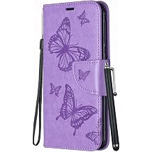 Case for Huawei P Smart 2019 Pot-LX1, 3D Butterfly Wallet Leather Magnetic Protective TPU Silicone Cover Case POT-LX1AF with Card Slot, Stand Function Purple