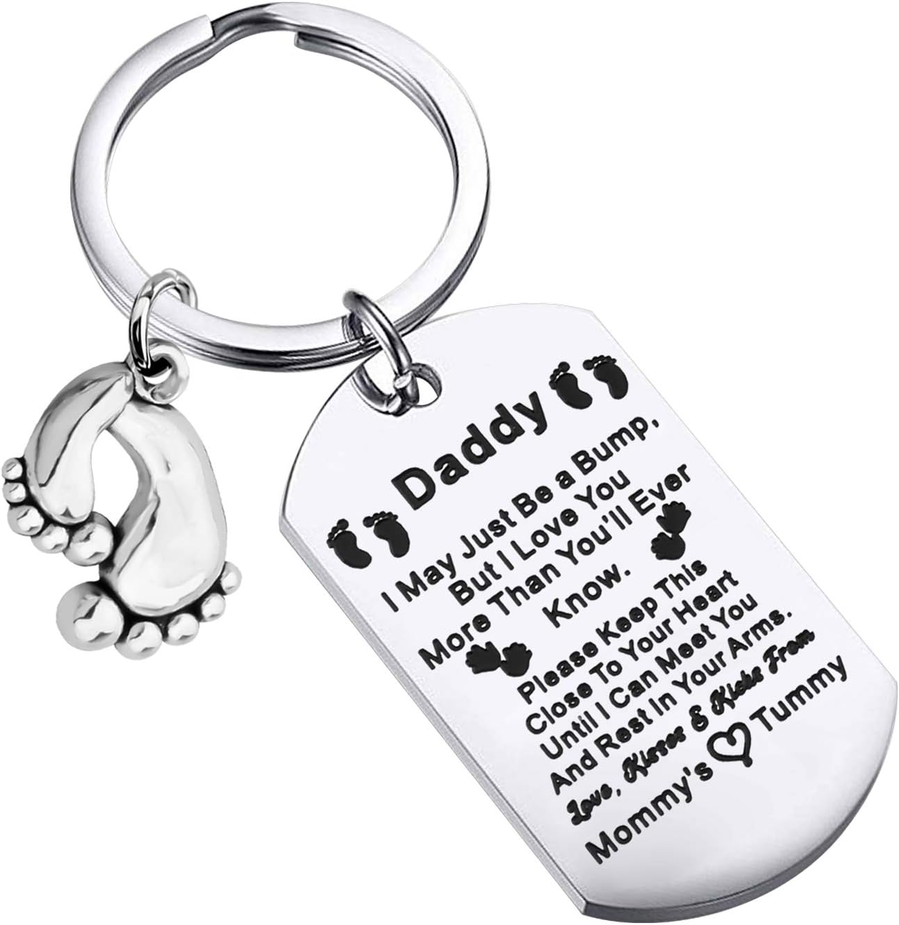 WSNANG Daddy to Be Gifts New Dad Keychain First Time Dads Gifts I May Just Be a Bump I Love You Daddy Keychain