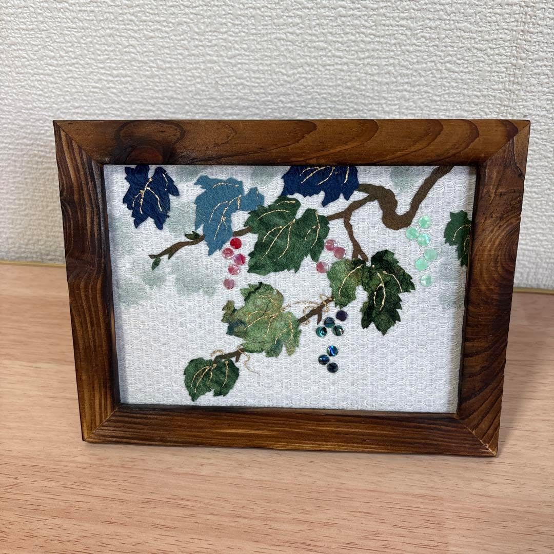螺鈿貼り絵 葡萄 和紙 和風アート インテリア 縁起物