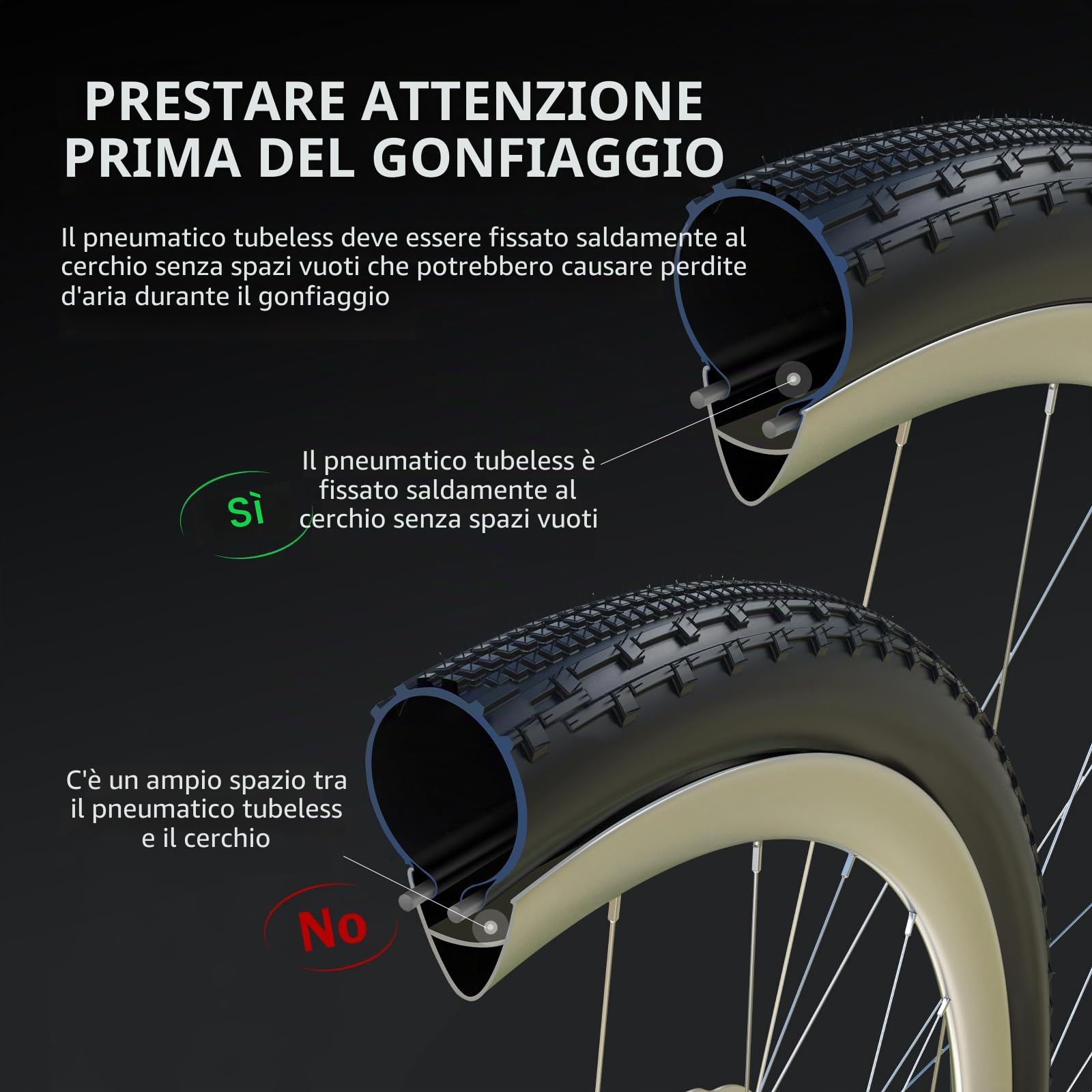 TIRE BOOSTER Gonfleur Tubeless da 1.3 litri per biciclette da strada e da montagna con AV/FV