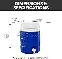 Vista 2 de Igloo 2 Gallon Portable Sports Cooler Water Beverage Dispenser, Insulated Cooler Dispenser, Majestic Blue