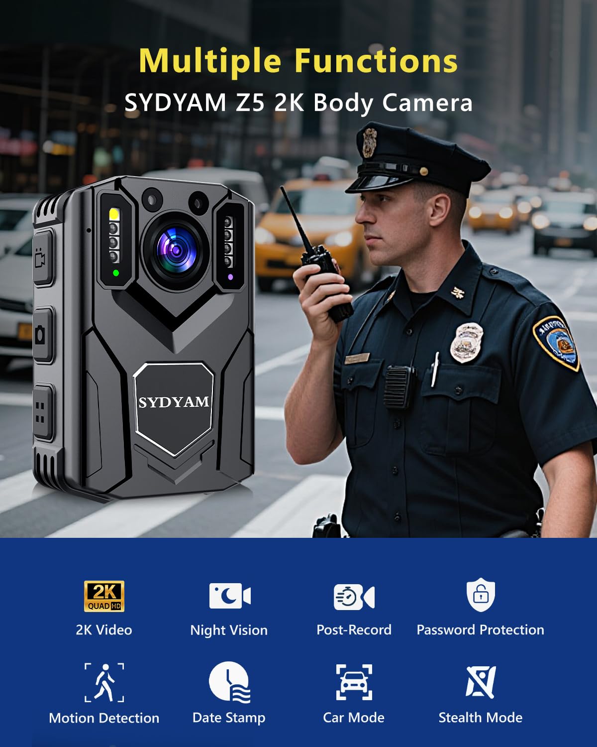 Z5 2K/1440P 256GB HD Body Camera, 8-10H Registrazione IP67 Impermeabile Corpo Telecamere con Audio e Video Registrazione, Body Cam per Polizia Escursionismo Meeting Guardia di Sicurezza Daily