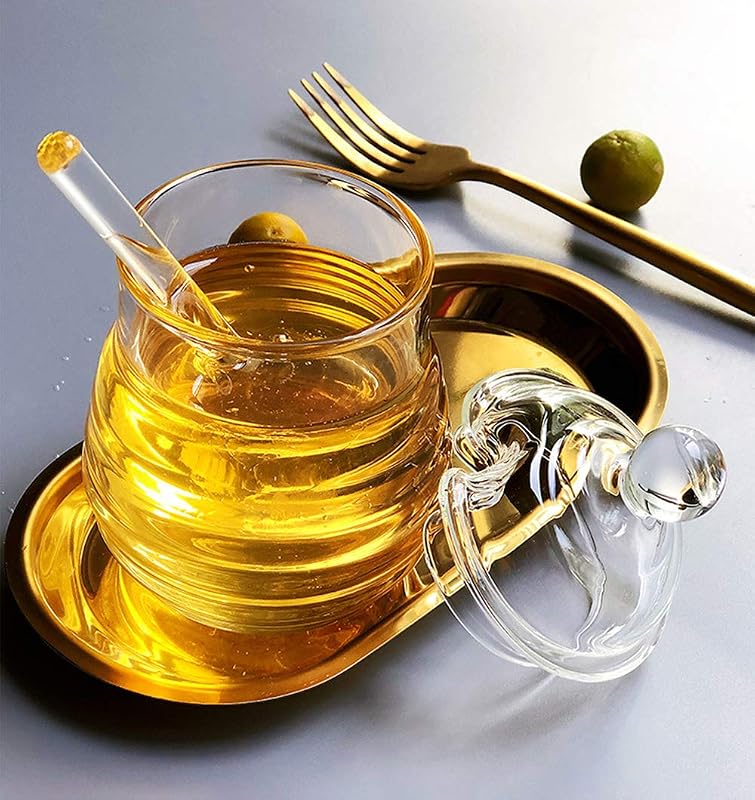 Lawei 300 ml méztartó üveg kanállal és fedővel
