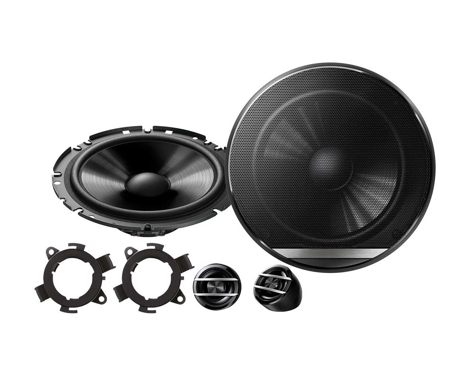 Lautsprecher Boxen Einbaupaket für Pioneer TS-G170C kompatibel mit Nissan Qashqai J11 vorne | 2X Tief-Mitteltöner 2X Hochtöner