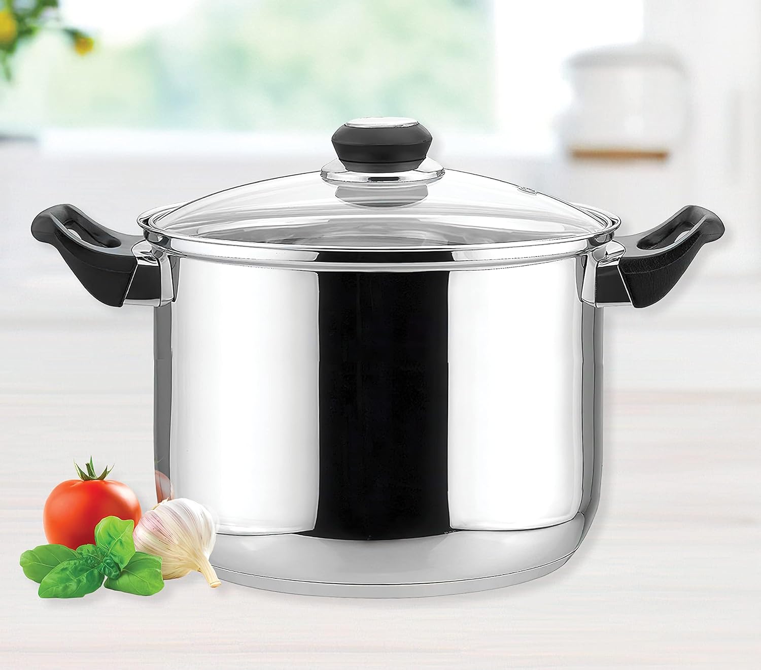 EUROSTAR EC01108 8 Quart Stainless Steel Stock Pot with Glass Cover
