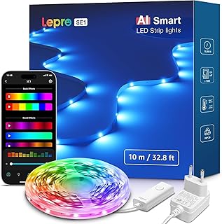 Lepro SE1 AI 10M RGB LED Strip, Smart LED Lights, Music Sync, Works with Alexa and Google Assistant, Customized AI Lightin…