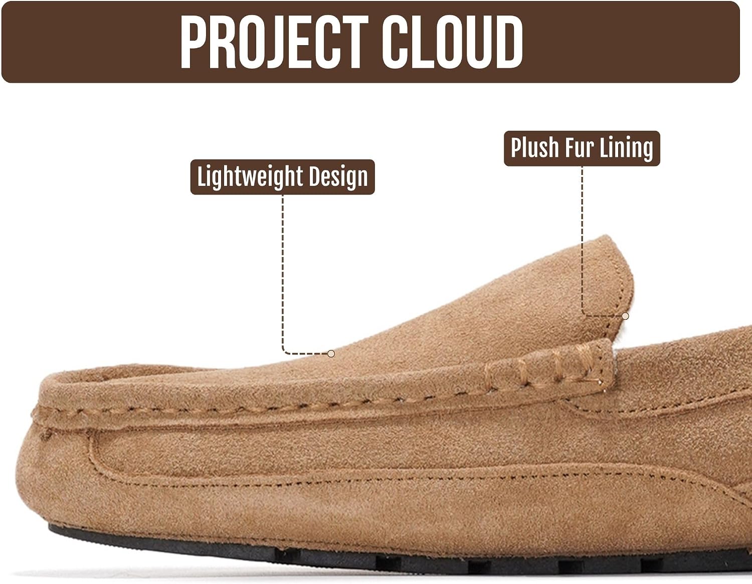 Project Cloud Mens Slippers 100% Genuine Leather with Memory Foam Insole Mens Shoes - Non-Slip and Lightweight Indoor and Outdoor Slippers for Men (Oswin)
