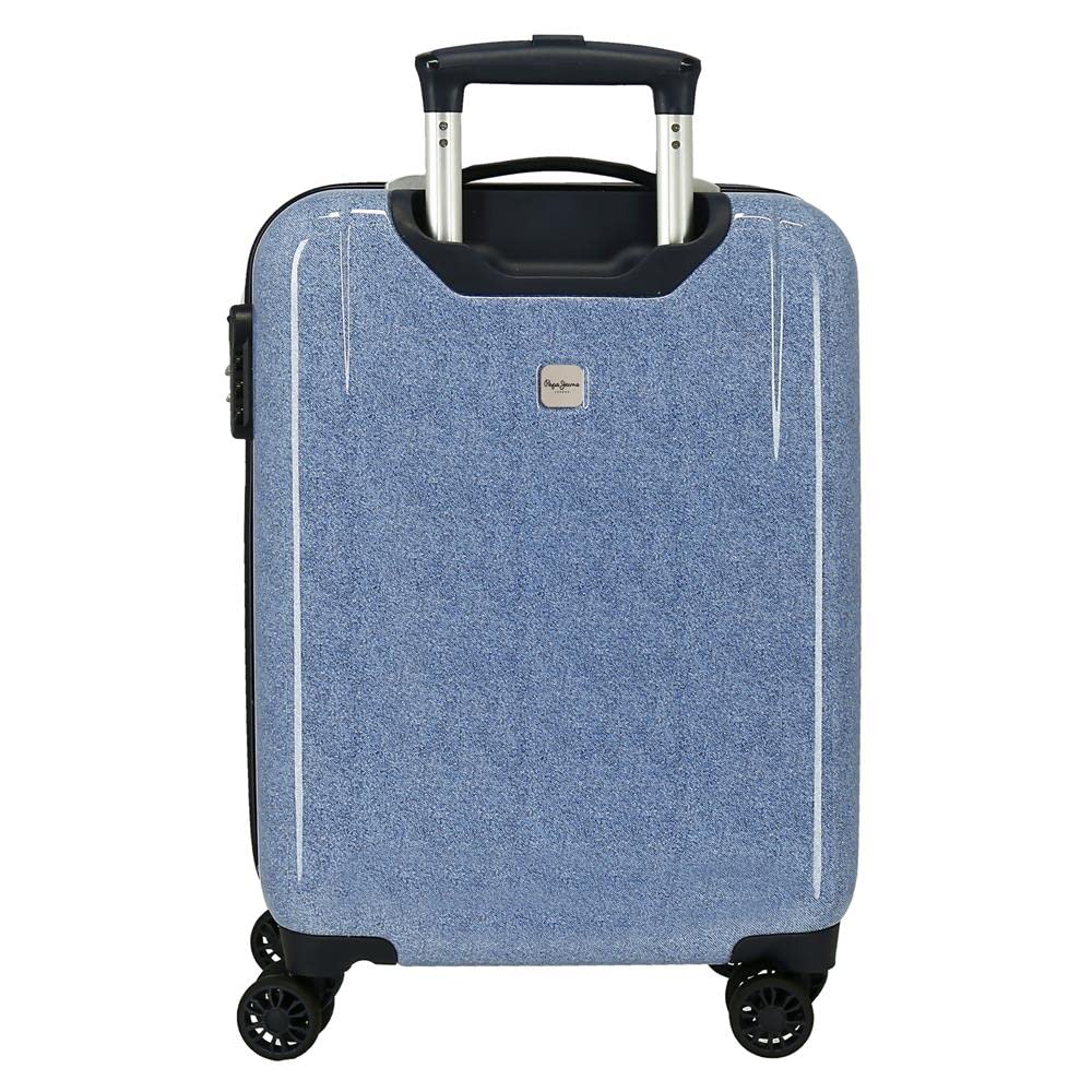 Pepe Jeans Noni denim, maleta cabina, neceser, Fabricada en ABS, un material resistente y ligero, Cuatro ruedas dobles de giro multidireccional, Cierre TSA para viajar seguro y proteger tus efectos
