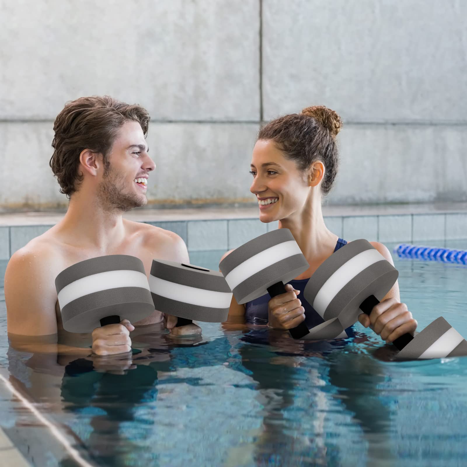 Manubri Per Acquagym - 2 Pezzi In Schiuma EVA - Per Allenamento In Piscina - Verde, Blu, Rosa, Grigio - Foto 6