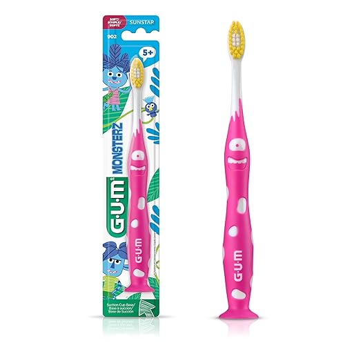 Miniatura 6 de GUM Monsterz Jr - Cepillo de dientes para niños, cerdas suaves, con copa Su Countion, para mayores de 5 años, 1 unidad (paquete de 6)