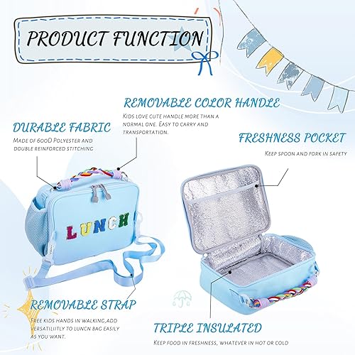 Miniatura 6 de DWBAG Lonchera para niños, niñas, lonchera aislada con asa, lonchera reutilizable para adultos con resistente al agua para el trabajo, viajes y