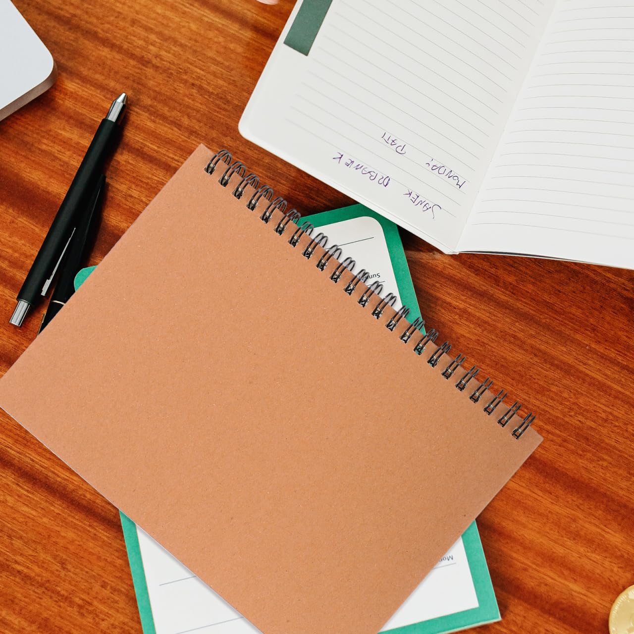 WOFASHPURET Blank Spiral Notebook, Sketch Book Multi-Use Notepads College Ruled Paper Learning Notepad Memorandum Paper A5 for School, Work, 8.25x5.70in (Brown)