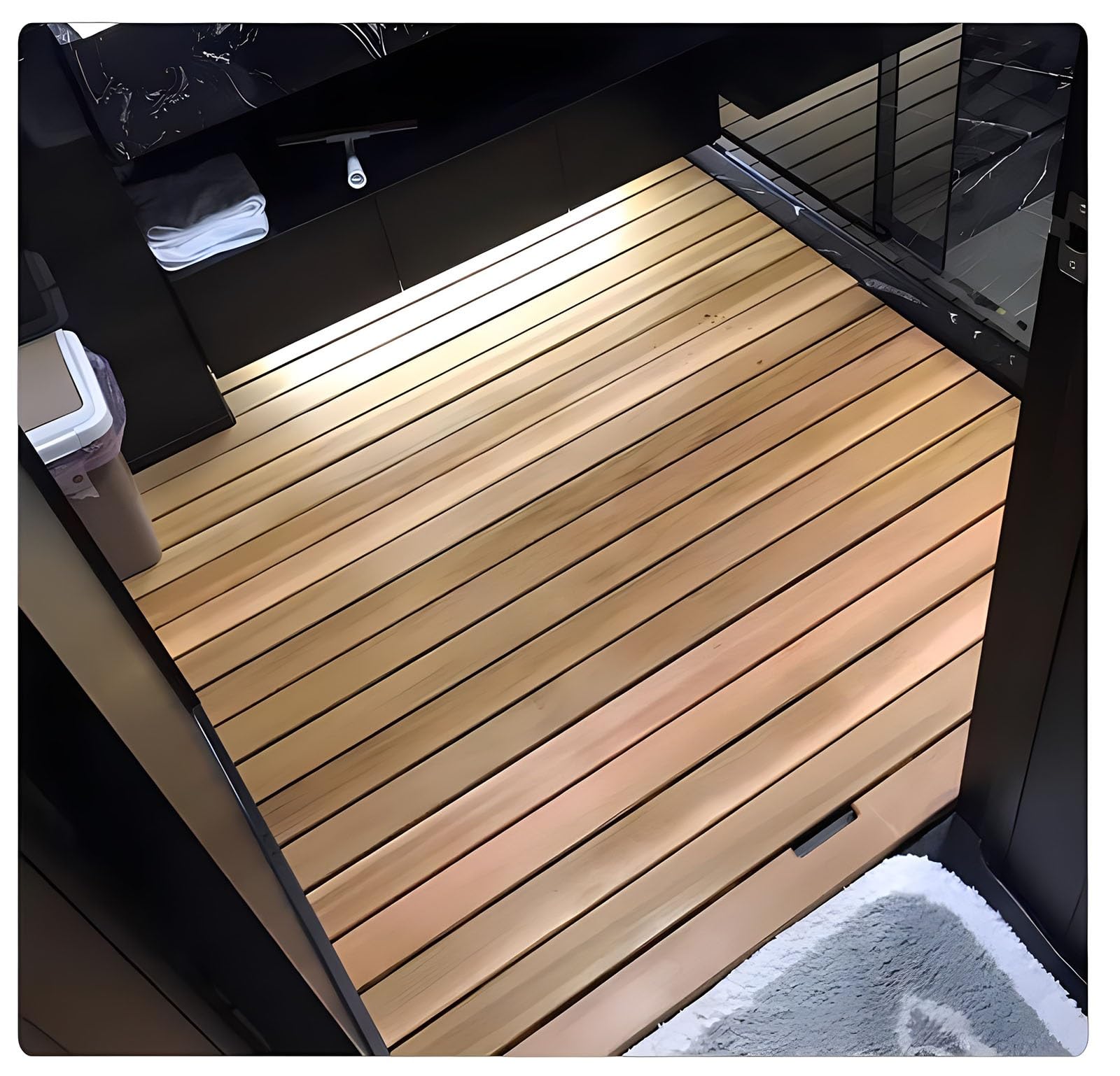 Geelin Holz-Badematte – 66 X 40,6 Cm, Rutschfest, Wasserdicht, Faltbar Für Bad, Dusche & Sauna