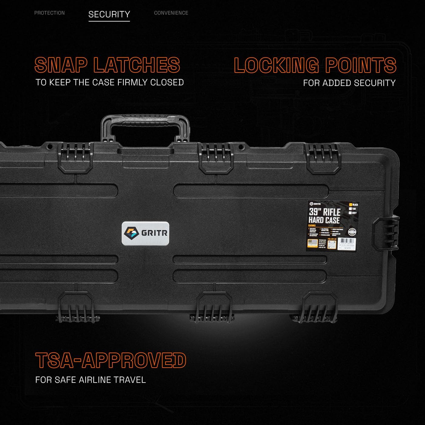 GRITR 39" Tactical Hard Rifle Case with Foam Padding - TSA Approved Firearm Travel Case for Rifles - IP67 Compliant Waterproof Dustproof Shockproof Firearm Storage Accessory - Image 4