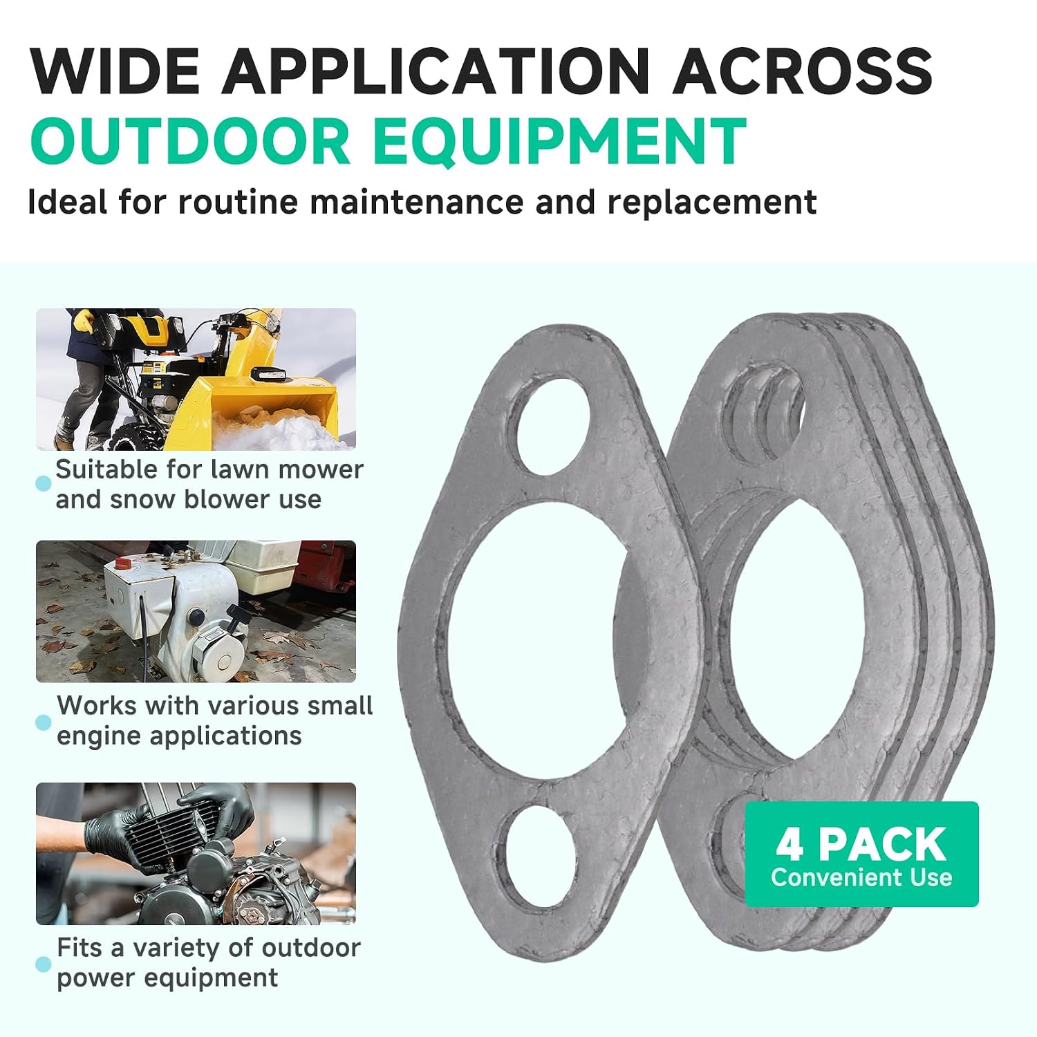 (4 Pack) 485-904 Exhaust Gasket Compatible with Tecumseh H70, HH60, HH70, Fits Lawn Mower Snowblower Generator Small Engine, Replaces Numbers 35865 27930A 33670A 1-2422 7012422YP