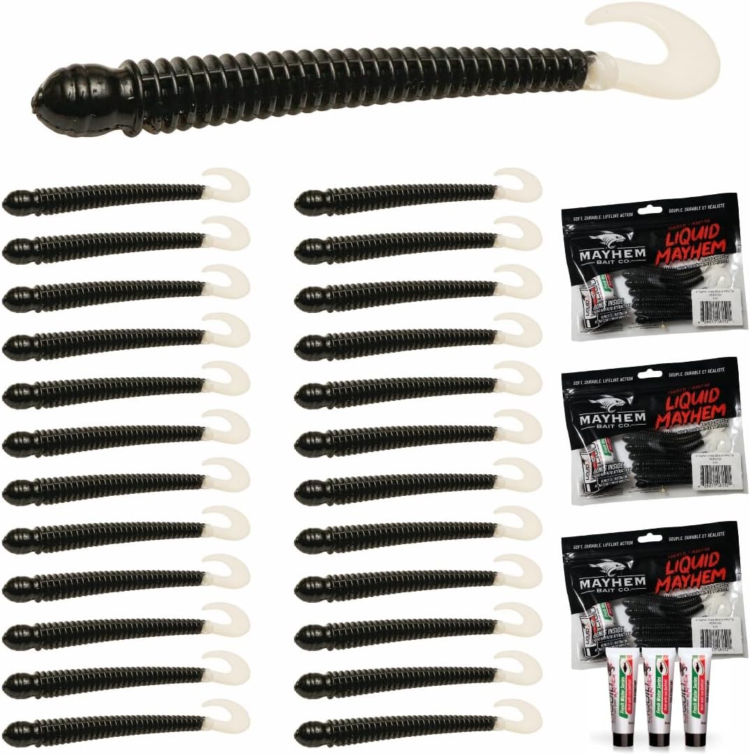 Liquid Mayhem Creep 4” – Soft Plastic Lures for Bass & Walleye with Lifelike Action – Easy to Rig – Includes Bonus 10ml Attractant – 8 Baits Each Pack