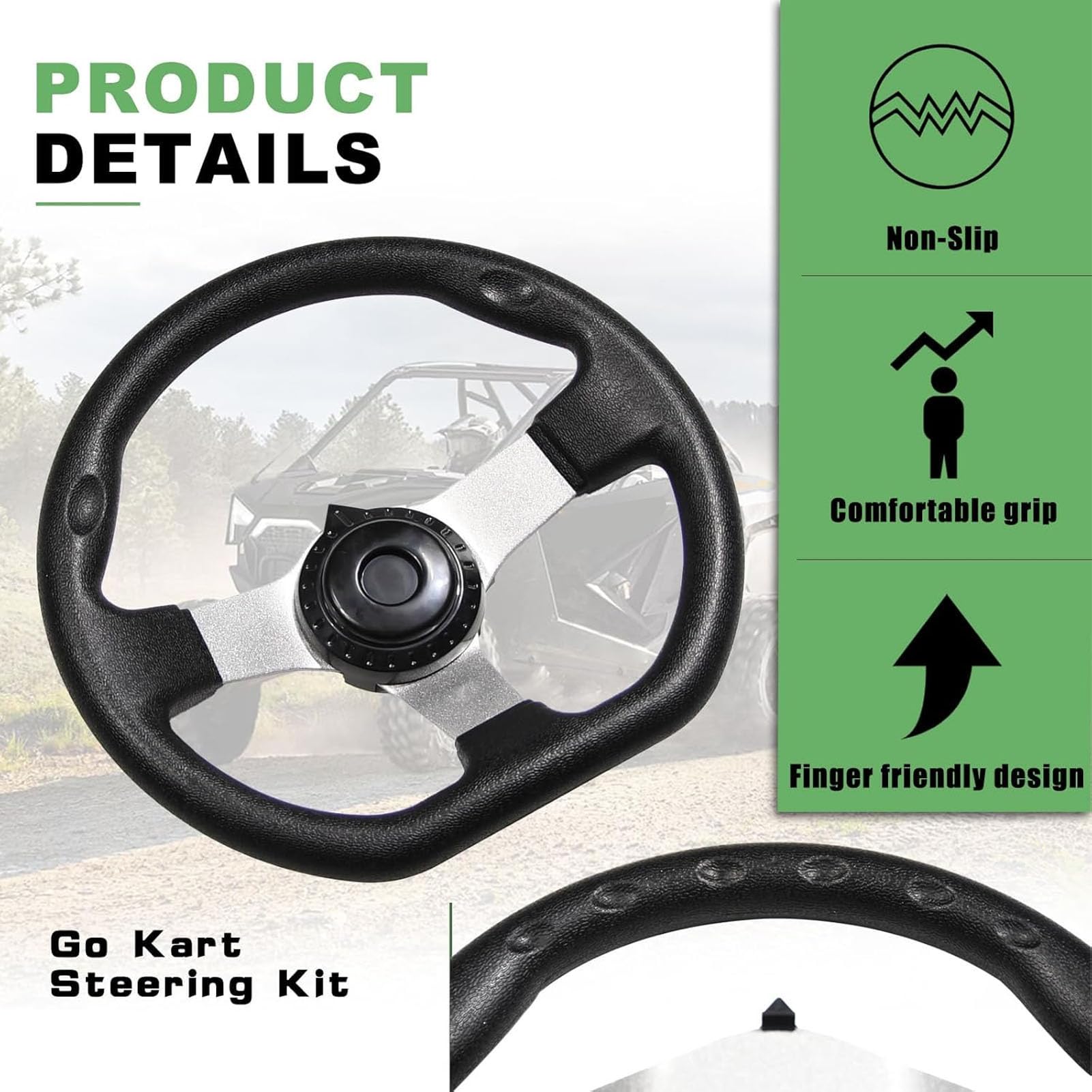 Diyeeni Zestaw Kierownicy Go-kart 270 Mm z przekładnią zębatkową 440 Mm, do