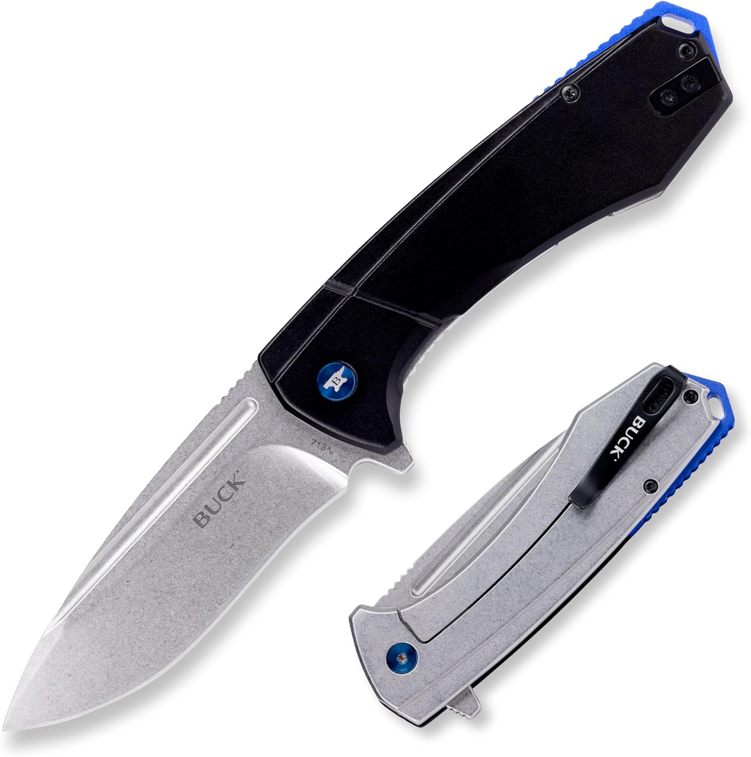 Buck Knives 713 Ruckus Folding Pocket Knife, EDC Knife with Pocket Clip, 3.5” Drop Point Blade, Frame Lock Design, Anodized Aluminum Handle, D2 Steel, Black, 5.35 oz