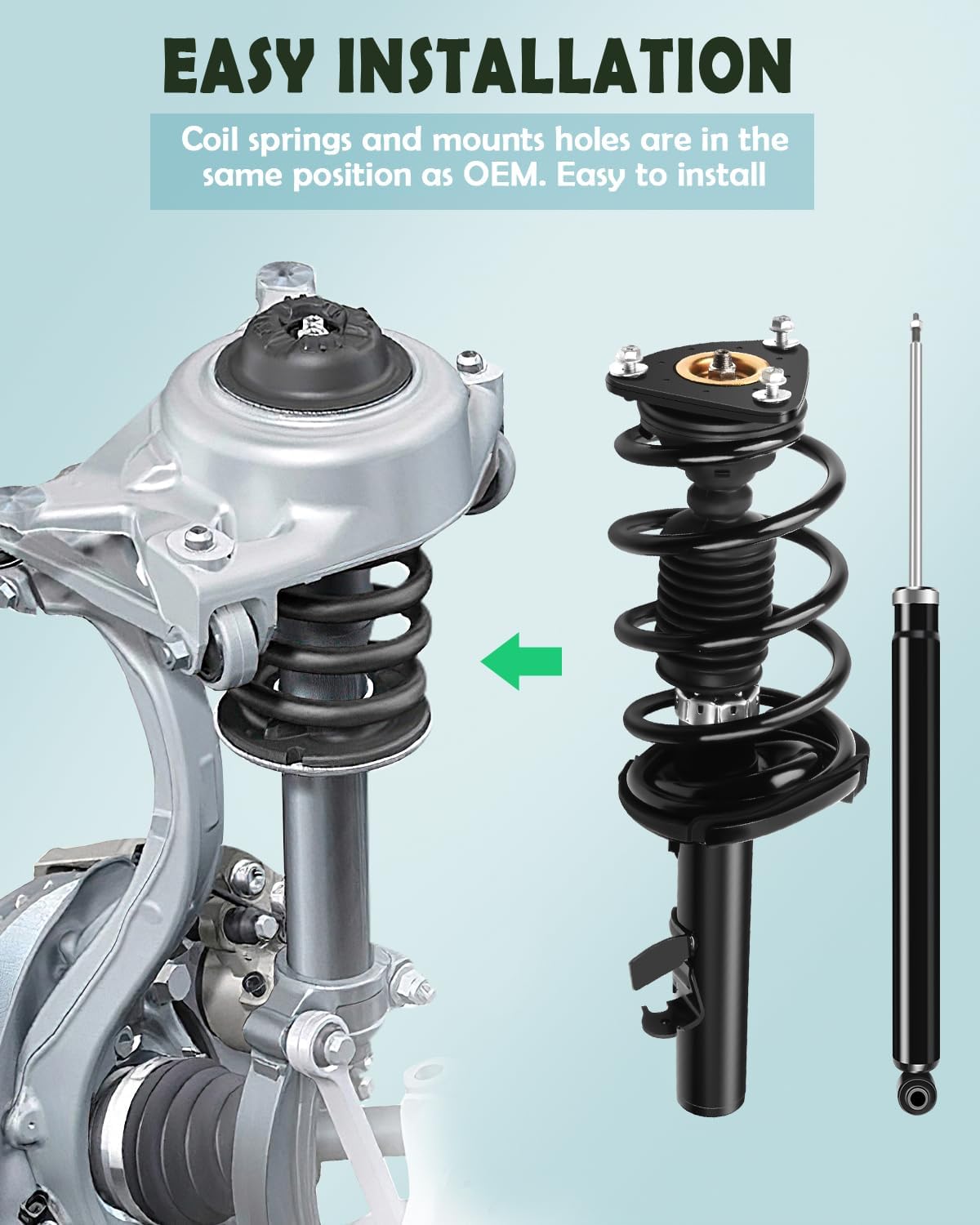 SCITOO Front and Rear Pair Strut & Spring Complete Assembly Compatible with 2012-2013 for Ford for Focus Complete Struts 172523 349194