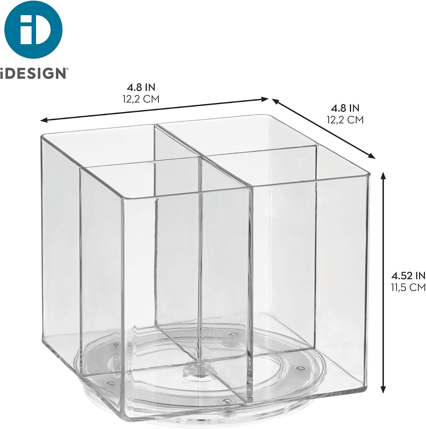 iDesign Rotating Makeup Organizer with Dividers, Clear Plastic Lazy Susan for Cosmetics and Skincare
