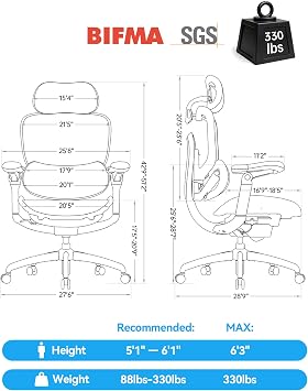 SIHOO Doro C300 Pro V2 Ergonomic Office Chair, Full-Body Adaptive Support