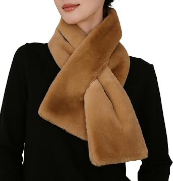 Dikoaina Womens Faux Fur Collar Scarf A Versatile Faux Fur Scarves Neck Shrug for Fall and Winter Coat Dress
