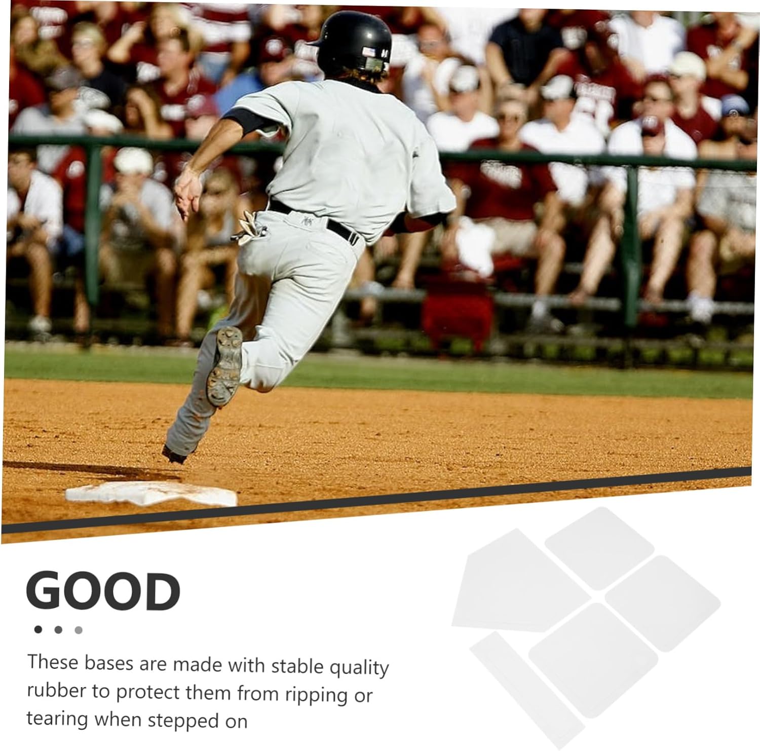 HANABASS 5pcs Softball Baseball Rubber Bases Non-Slip Training Plates for Adults Durable and Portable Home Plate for Backyard Games Practice Sessions