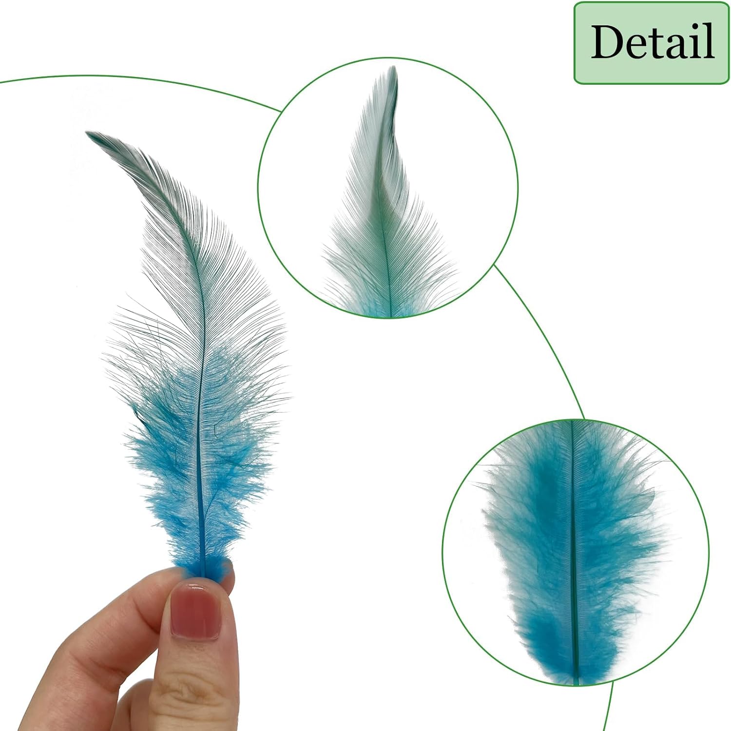 200pcs Turquoise Blue Feathers for Crafts, 5-7Inch Rooster Saddle Hackle Crafting Feather for Dream Catcher Supplies Wedding Home Party Decoration Earrings DIY Craft